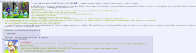 Leak describing a Sonic playtest taking place in a steampunk-inspired city, as well as a new ability dubbed the Bullet Blitz.